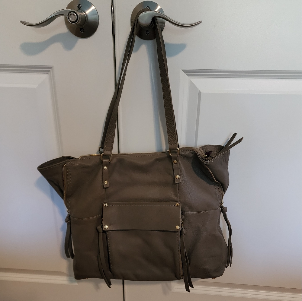 Kooba Leather Everette Tote Bag Taupe